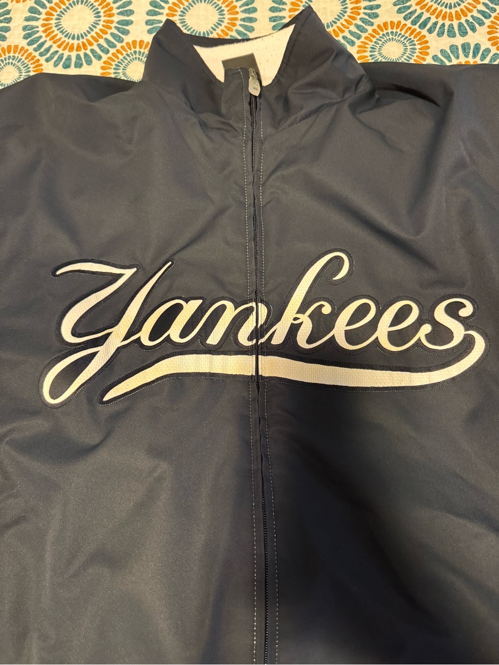 Majestic Navy Yankees Full-Zip Jacket with White Script - Picture 2 of 7